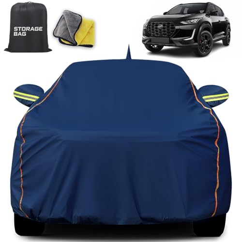 Image of for Nissan Magnite 100% Waterproof Car Cover for All Weather Protection with Mirror Pockets, Soft Cotton Lining, Triple Stitched with Adjustable Belt Bottom Elastic to Secure Fit