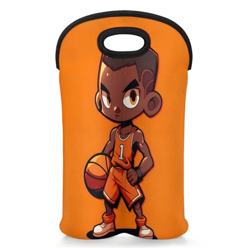 GzLeyigou 2 Bottles Sports Basketball Player Wine Bag Sleeve Totes Neoprene Protective Wine Carrier Bag for Wine,Water, Champagne, Beer, Baby Bottles,Gift 14.5 x 10 Inches
