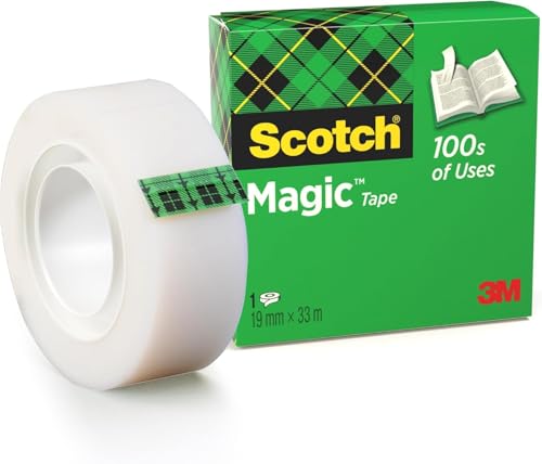 Scotch Magic Tape, 1 Roll, 19 mm x 33 m - General Purpose Sticky Tape for Document Repair, Labelling & Sealing