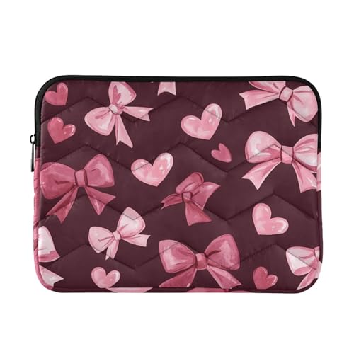 Funda para portátil slim 15,6" con lazos rosas sobre negro miniatura 1