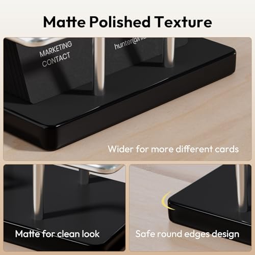 Image of NIUBEE Acrylic Business Card Holder: Metal Business Card Display Stand for Desk - Frosted Name Card Organizer for Office, Reception, Desktop (Silver) - 2pack