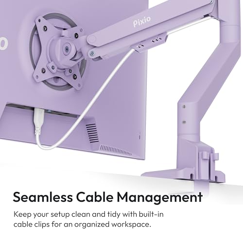 Image of Pixio PX248 Wave Purple 24 inch 200Hz Refresh Rate FHD 1080p Resolution Fast IPS Panel 1ms GTG Response Time Gaming Monitor and PS1S Wave Purple Single Monitor Arm - Fits up to 32 inches and 19.8lbs