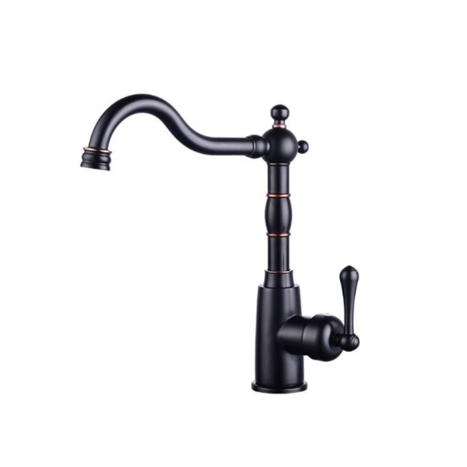 Robinet d'évier de salle de bain en laiton noir avec mitigeur grand format