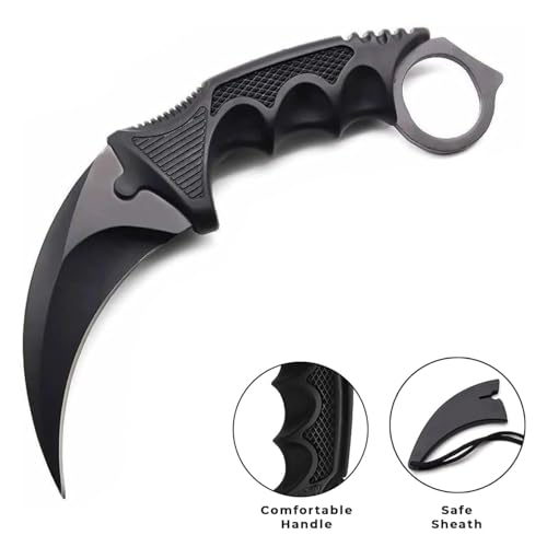 Image of Multipurpose Stainless Steel Utility Knife with Protective Sheath | Sharp Blade, Anti-Slip Ergonomic Grip | Portable & Lightweight Tool for Kitchen, Home, Outdoor, Camping & Everyday Tasks (Black)