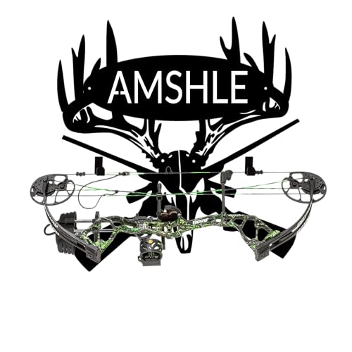 Large Personalized Metal Deer Head and Riflies Bow Holder,Elk Skull Wall Decor,Archery Deer Head Bow Rack With Custom Name Plate,Bow Hunting Rack Hunting Metal Sign, Gifts For Husband,Dad,Father
