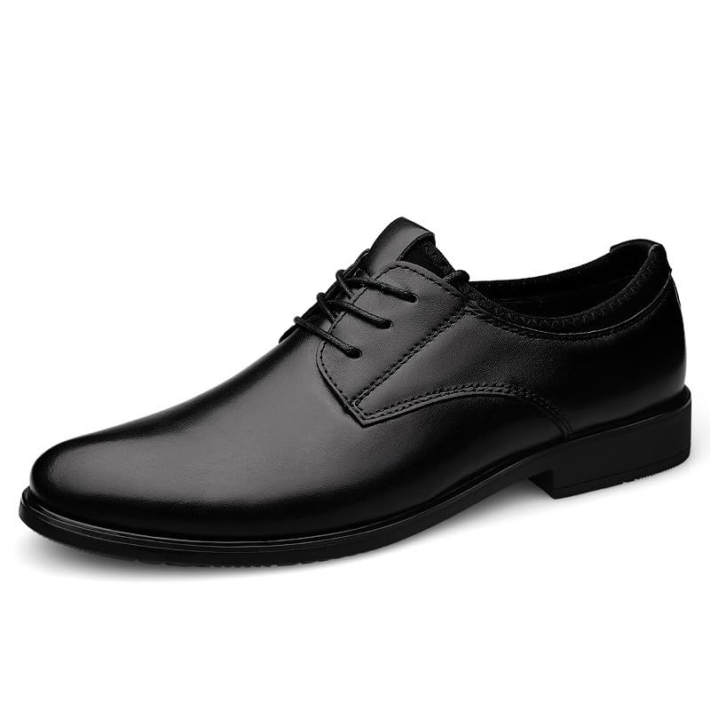 Oxford Shoes for Men Lace-up Working Anti-Slip Rubber Sole Block Heel Low Top Shoe Genuine Leather Round Toe Comfort Orthopedic2