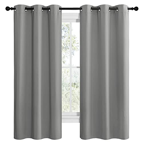 Image of NICETOWN Thermal Insulated Grommet Blackout Curtains, Kids Window Drape Panel for Nursery, Privacy Short Curtains (Silver Grey, 2 Panels, W42 x L68 -Inch)