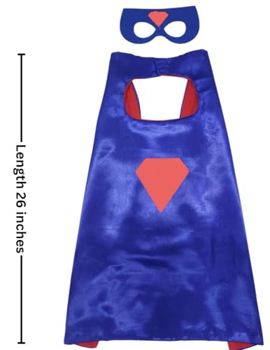 Image of BookMyCostume Kids Superhero Cape and Eye Mask Set for Boys & Girls - Fancy Dress for School Annual Day, Dance Drama & Theme Birthday Return Gift | Aged 3-10 Years