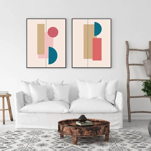 Décoration intérieure de salon : affiche abstraite moderne KemneT géométrique milieu du siècle