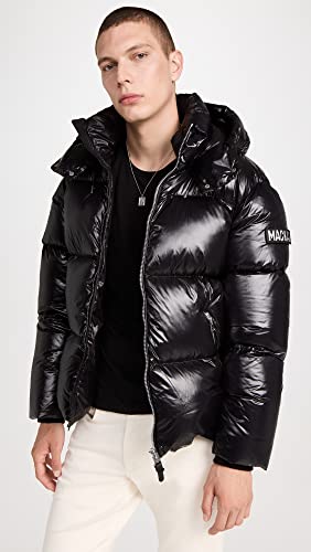 Mackage Men's Kent Lustrous Light Down Jacket With Hood, Black, 44 #TOP1