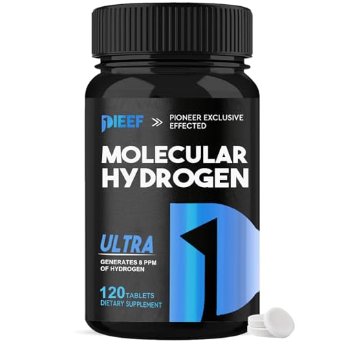 Hydrogen Water Tablets Vegan, 120 Tablets, Fast-Dissolving H2 Molecular Hydrogen Supplements, Supports Brain Health, Energy and Cognitive Function, Non-GMO, Gluten-Free
