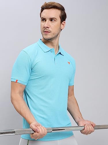 Image of TECHNOSPORT Men's Polyester Slim Fit Self-Design Short Sleeve Polo Matpiq T-Shirt with Anti Microbial, Techno Dry for Regular and Casual Use