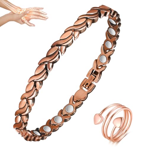 Vicmag Kupfer Magnetarmband für Frauen Armbänder 99.99% massives reines Kupfer verstellbare Größe mit Schmuck-Geschenkbox (Kupfer Fischschwanz)