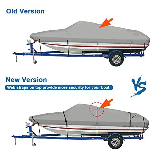 Icover Trailerable Boat Cover- 20'-23' Waterproof Heavy Duty Marine Grade Polyester, Fits V-Hull,Fish&Ski,Pro-Style,Fishing Boat,Runabout,Bass Boat, Up To 20Ft-23Ft Long X 100" Wide #TOP3
