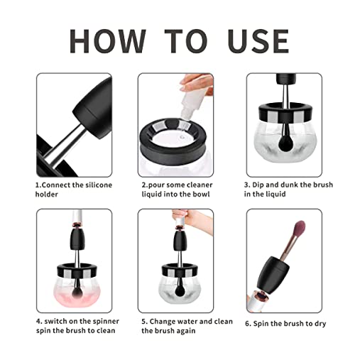 Ztbbra Makeup Brush Cleaner, Electric Makeup Brushes Cleaner, Fast Cleaning And Drying, 3 Modes, Usb Charging, Automatic Brush Cleaner Spinner Makeup Brush Tools #TOP5