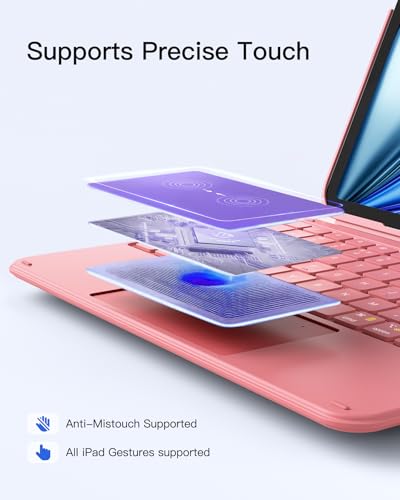 Image of Inateck for iPad (A16) 11th /10th Gen 450g Ultralight Keyboard Case, Air 11 inch 2026 M4 /M3 /M2, Air 5 /4th, Pro 11 4 /3 /2 /1th,1 Second Magnetic Detachable Keyboard with Touchpad, AceTouch, Pink