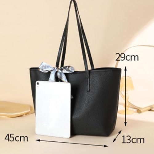 Bolso grande de hombro para laptop de mujer negro miniatura 5