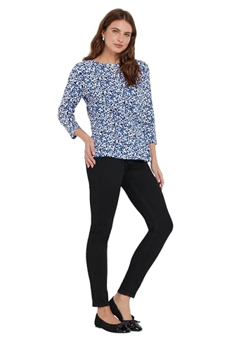 Image of M&Co Cotton Animal Print Slash Neck Top - Women's Blue