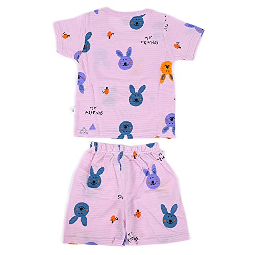 Terno bebê de verão, pijama infantil de verão macio para 2 a 8 anos de idade(Coelhinho terno de mang