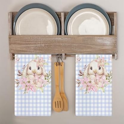Geschirrtücher Blaue Rosa Blume Handtücher Küchentücher Saugfähige Küchenhandtücher Waschbar Trockentücher Küche Wiederverwendbar Kitchen Towels Geschirrhandtücher 4 Stück (40x60 cm)