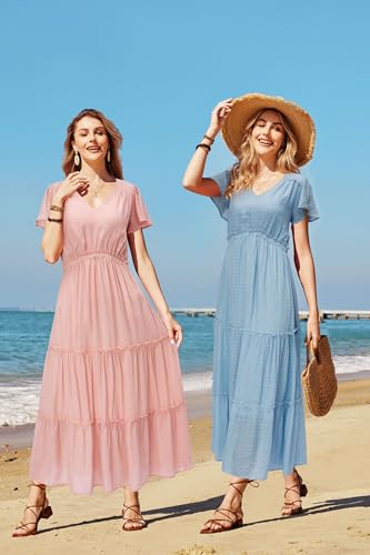 Long Maxi Dress Amazon Prime Dresses For Summer Women's V-Neck Butterfly Short Sleeve Slim Fit Long Maxi Dress Amazon Prime Dresses For Summer Women's V-Neck Butterfly Short Sleeve Slim Fit