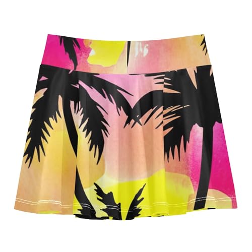 Joisal Tennis Skirts Toddler Black Palm Trees Watercolor Athletic Shorts Girls Skorts Pink Cute Teen Skirt 4t2