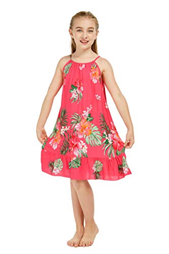 Girl Hawaiian Round Neck Dress in Pretty Tropical