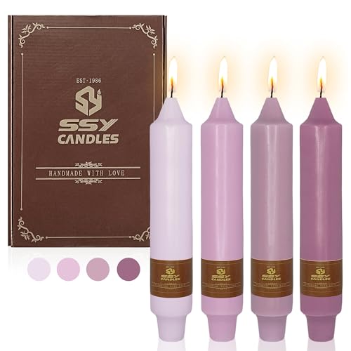 Gradient Taper Candles Purple Candlesticks,Gedengni 7Inches Dripless Tapered Candle Tall Candle Sticks Colorful Dinner Candles for Holiday Wedding Party Table Decoration,4pcs-18PURMIX