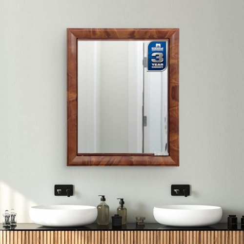 Image of Nilkamal GEMM Bathroom Cabinet with Mirror|3-Year Warranty|Modern & Stylish|Space Saving Storage|Wall Mounted Plastic Bathroom Cabinet with 5 Shelves|Bathroom Accessories|Mirror Cabinet|Mangowood