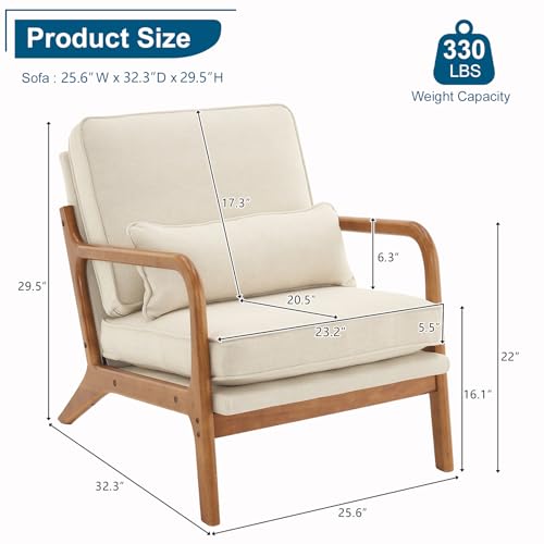 Vingli Cozy Living Room Chairs, Fine Linen Beige Accent Chairs Set Of 2 thumb #1