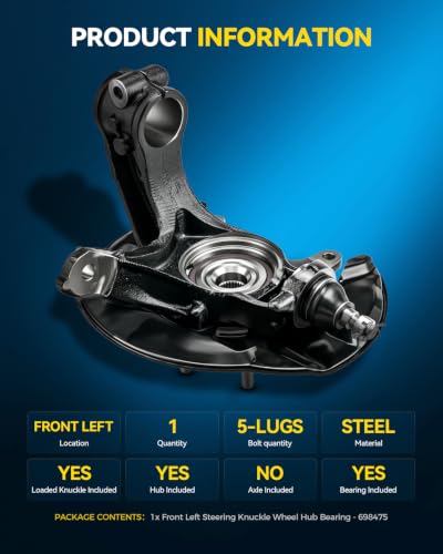 Image of PHILTOP Front Left Knuckle Wheel Hub Bearing for Honda Accord 2.4L /3.5L