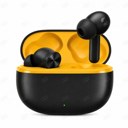 Image of Lynacz Original Compatible with Realme T200 Lite TWS Earbuds, 48H Battery, Fast Charging, Quad Mic, Bluetooth 5.3 (Volt Black)