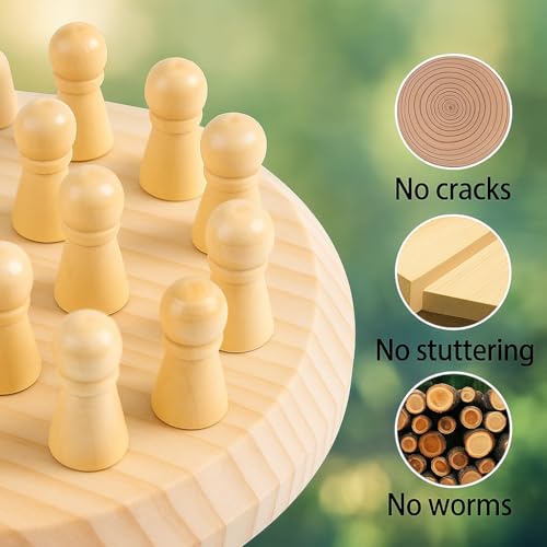 Image of Novo Baby Wooden Memory Chess for Kids 2-5 Years | Montessori Educational Board Game | Color Matching Stick Puzzle for Boys & Girls | Brain Training Age 3+