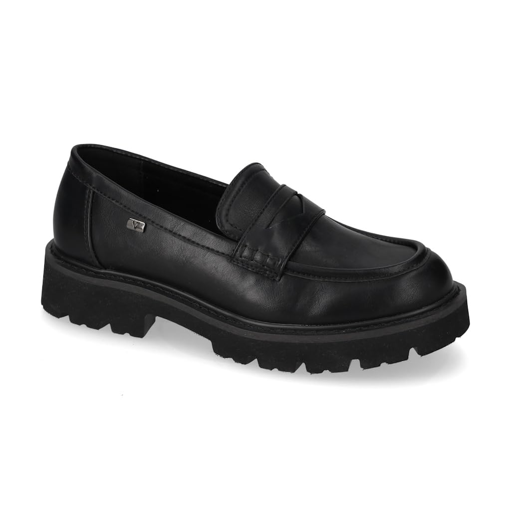 Valleverde 44520 Mocassini Casual Donna Pelle Sintetica Nero Tacco Grosso 3Cm Suola Gomma