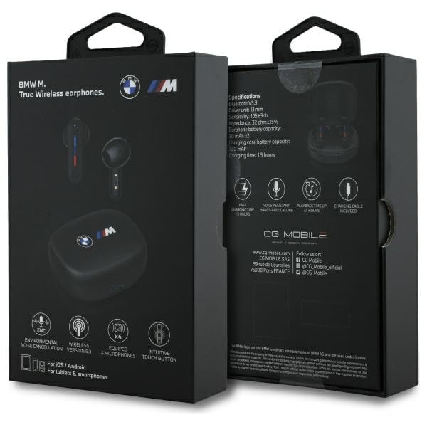 Auriculares TWS CG Mobile BMW con Logotipos Impresos (Negro)