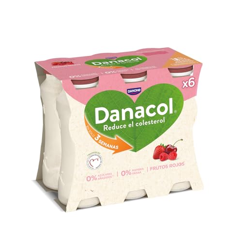 Danacol - Yogur bebible 0% reduce el colesterol - Frutos Rojos - 6x100g