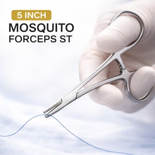 Image of 5 Inch Mosquito Forceps Straight Stainless Steel | Hemostatic Clamp for Surgery, Dental & Medical Use | Reusable Autoclavable Instrument