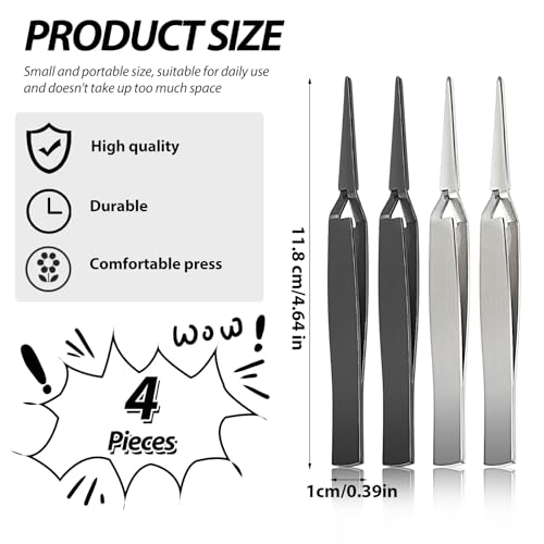 TIESOME Kreuzverriegelungs Pinzette, 4 Stück umgekehrt Edelstahl Präzisions Pinzette Elektronik feine Uhrmacher Anti Statik DIY-Schmuck Handwerk Werkzeug für Elektronische Reparaturen Labor Schmuck.