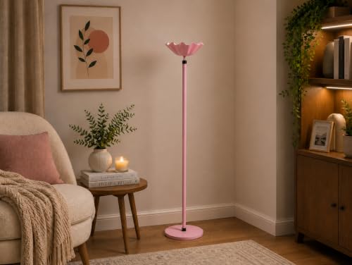 Image of Metal Shade Wooden Tripod Floor Lamp for Living Room, Living Room Corner, Bedroom, Home, Office, Interiors, Decor, Cinema. (Pink Without Ball)