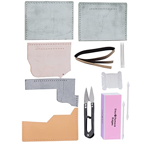 Kit de bolsa semiacabada de cuero para aprender manualidades sin cortar mal 5