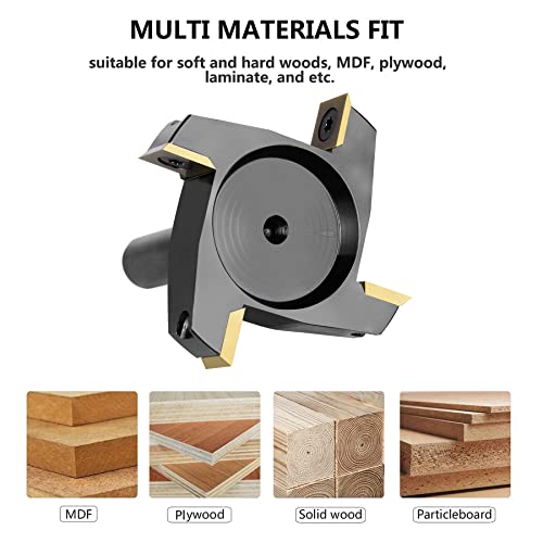 Image of SpeTool CNC Spoilboard Surfacing Router Bit 1 /2 inch Shank 2-1 /2 inch Cutting Diameter,4 Wings Coated Carbide Insert Slab Flatting Router Planer Bit Wood Planing Bit Woodworking Tools