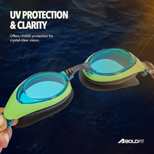 Image of Boldfit Swimming Goggles for Men & Women with Adjustable Strap Anti Fog Goggles for Swimming Men Swimming Goggles for Women Air Tight Swim Goggles UV Protection Training Swim Goggles - BlackYellow