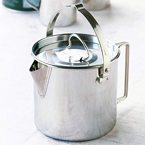 Camelwill 1Pc 1 Camping Kettle or 5Pcs 1 Camping Kettle 2 Cups 2 Bowls Stainless Steel Outdoor Cooking Kettle 1.2L Lightweight Compact Camping Pot Teakettle Hiking Backpacking Picnic (1Pc)