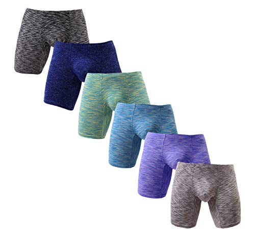 NEIKU Men's Boxer Briefs Stripe Underwear Breathable Undies Sport Underware 6 Pack M