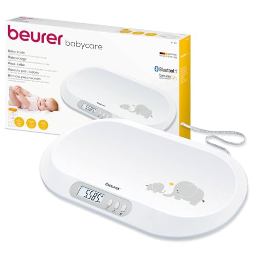 Beurer BY 90 Báscula para bebés con aplicación (iOS + Android) cinta métrica integrada, capacidad de carga de 20 kg y función de retención para bebés que dan patadas Beurer BY 90 Báscula para bebés con aplicación (iOS + Android) cinta métrica integrada, capacidad de carga de 20 kg y función de retención para bebés que dan patadas