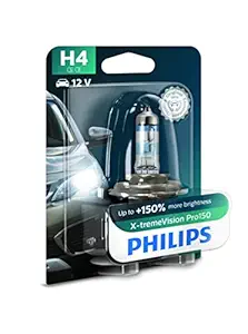 Philips Automotive H4 X-tremeVision Plus 12342XVPB1 Headlight Bulb for Car 12V 55/60W, P43t-38, Pack of 1 | Halogen | Silver/white