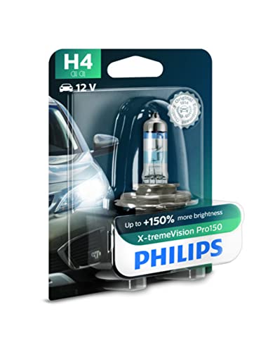 Philips Automotive H4 X-tremeVision Plus 12342XVPB1 Headlight Bulb for Car 12V 55/60W, P43t-38, Pack of 1