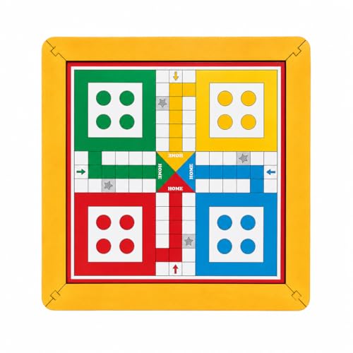 Image of 2 in 1 Wooden Board Game | Ludo & Snakes and Ladders | Reversible Wooden Game Board | 24 x 24 cm | Family & Kids Board Game