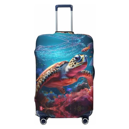 VOSERY Travel Luggage Cover - Colorful Ocean Sea Turtle Washable Suitcase Covers Protector Fits 18-32 Inch Luggage