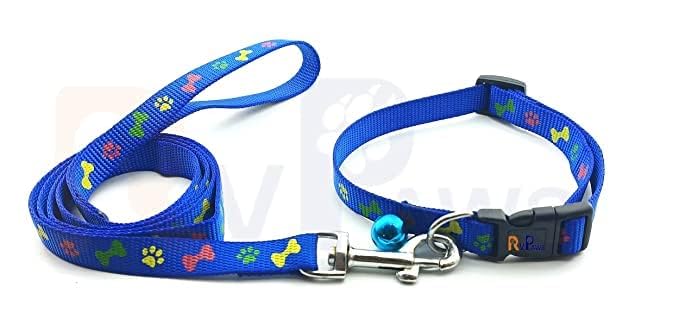 Woofy Pet Printed 15 MM Adjustable Nylon Collar with Bell Collar and Leash Set Ideal for Playing and Outdoor Walking Puppies, Dog and Cat (Blue, Pattern-2) (B0CKTN45VL) Amazon Price History, Amazon Price Tracker